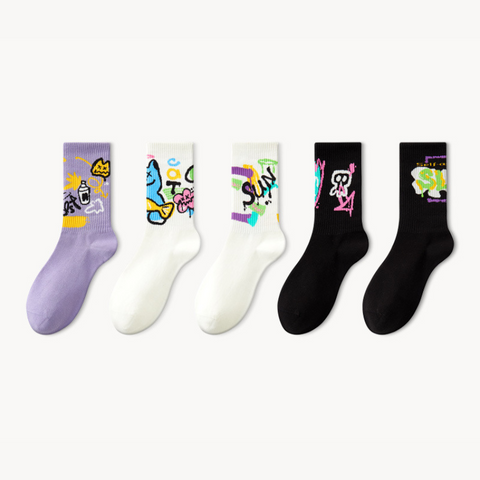 5 Pack Abstract Novelty Socks-EMPOSOCKS